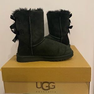 UGG Australia Black Bailey Bow II Boots Size US 6 with original packaging